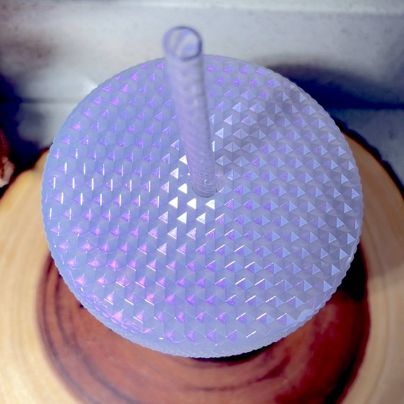 ❗️STARBUCKS HOLIDAY STUDDED ICY SNOW LILAC BLING STRAW COLD CUP TUMBLER - Picture 2 of 6